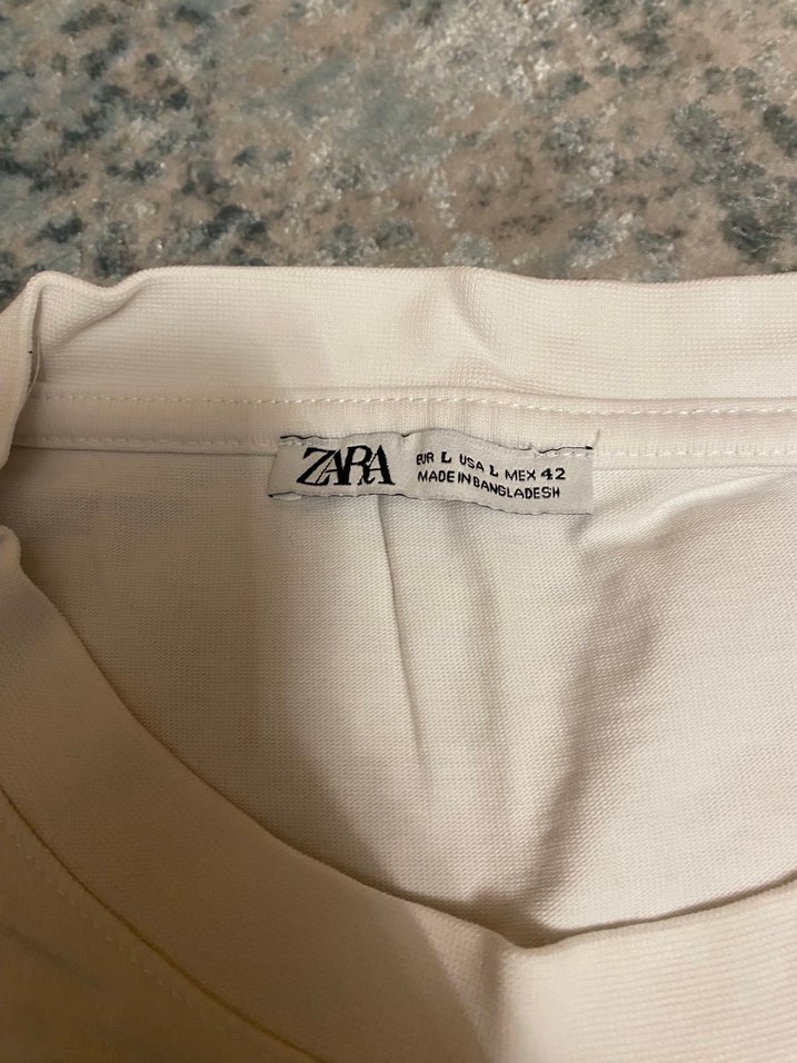 Erkek Beyaz Keten Kısa Kollu Basic Tişört - Görsel 2