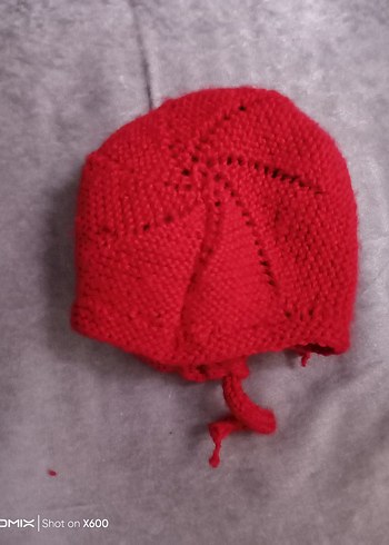 Kırmızı Örgü Kız Bebek Elbise ve Şapka Seti - Görsel 6