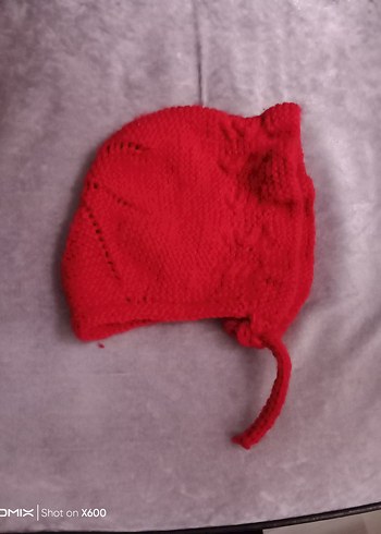 Kırmızı Örgü Kız Bebek Elbise ve Şapka Seti - Görsel 7