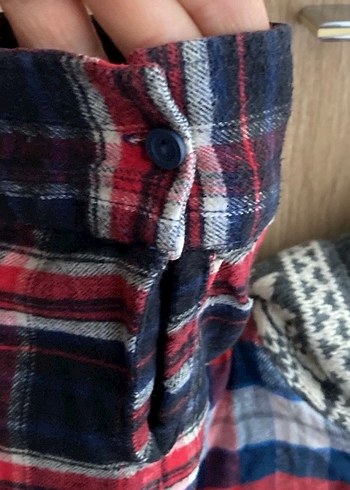 Mavi jean ekoseli kadın gömlek - Görsel 6