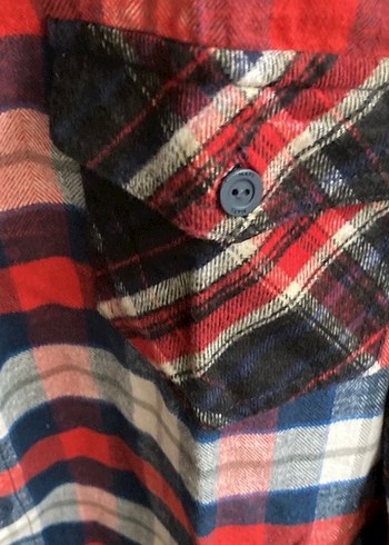 Mavi jean ekoseli kadın gömlek - Görsel 4