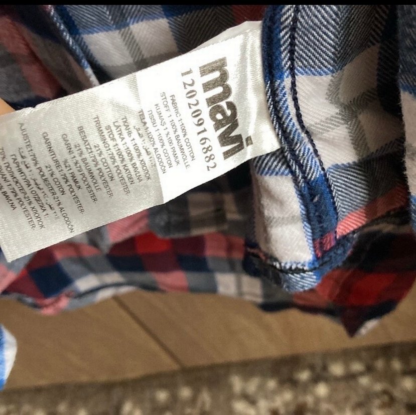 Mavi jean ekoseli kadın gömlek - Görsel 3