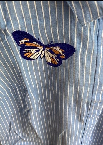 Mavi markalı kadın gömlek - Görsel 3