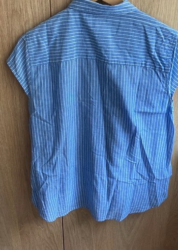 Mavi markalı kadın gömlek - Görsel 5