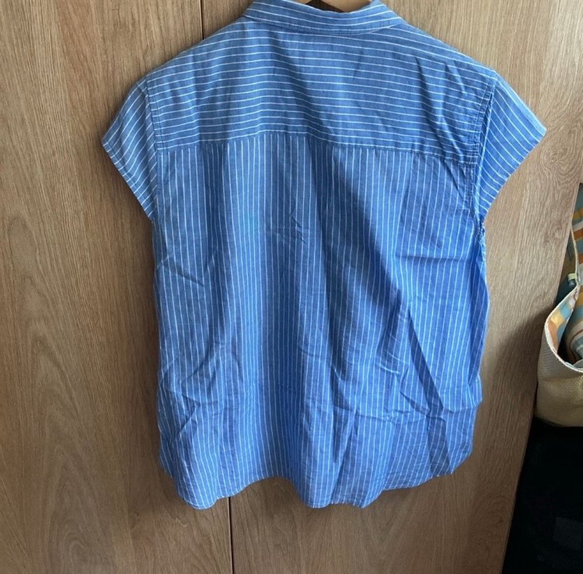 Mavi markalı kadın gömlek - Görsel 5