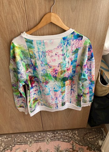 Mavi jean kadın sweatshirt - Görsel 3