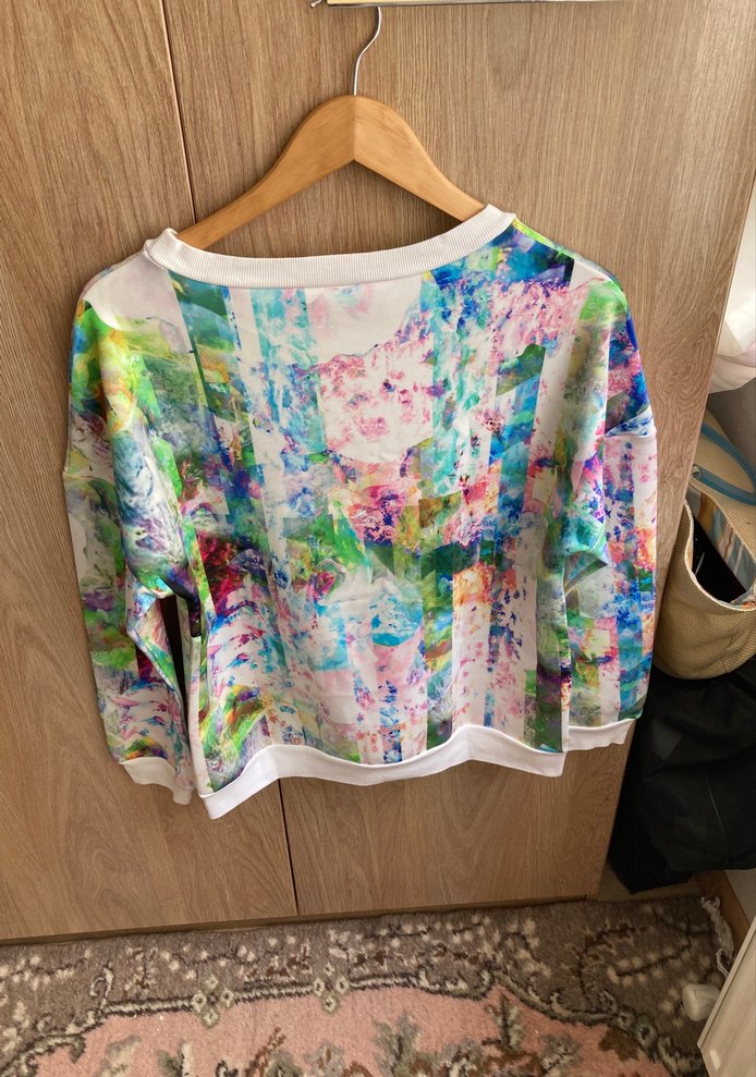 Mavi jean kadın sweatshirt - Görsel 3