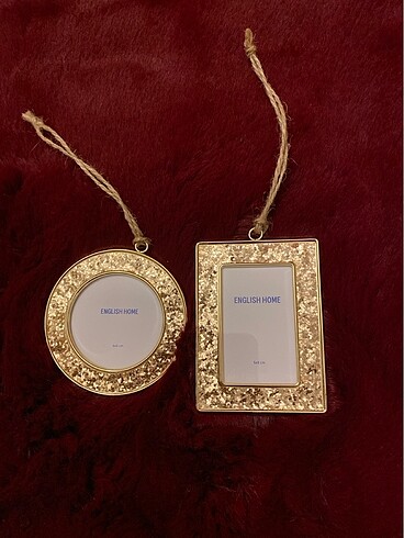 Gold simli fotoğraf çerçevesi ağaç süsü
