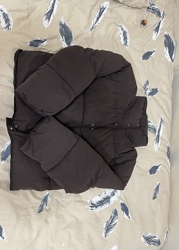 m Beden Kahverengi Kadın Midi Boy Şişme Mont