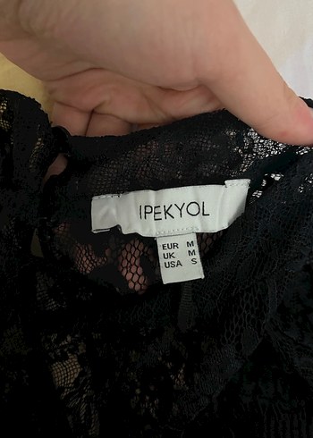s Beden siyah Renk ipekyol siyah dantel detaylı gotik body