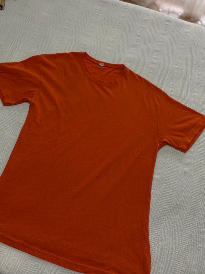 Yeşil ve Turuncu Oversize Kısa Kollu Kadın Tişört - Görsel 4