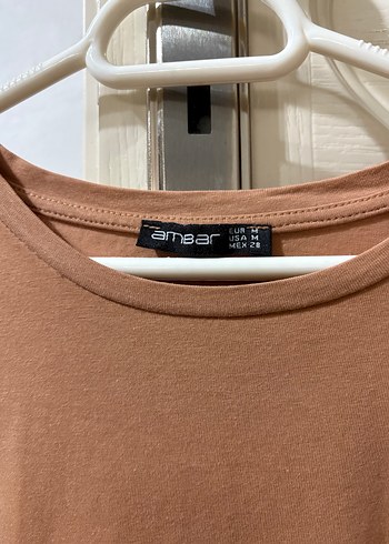 m Beden camel Renk Açık Kahve Pamuklu Kadın Tişört
