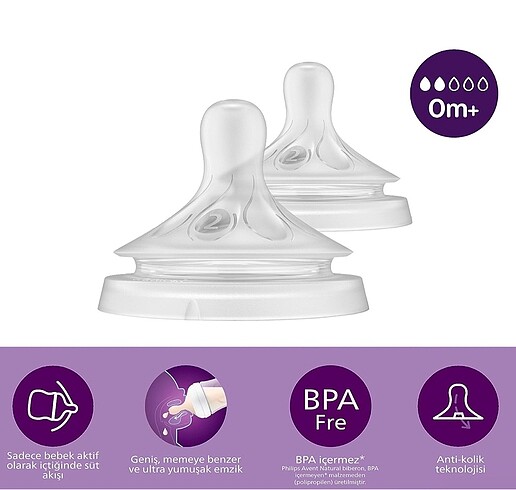 Philips Avent Natural Response 2'li Biberon Emziği,