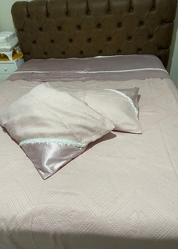 Nakışlı pudra pembe Yatak Örtüsü - Görsel 7