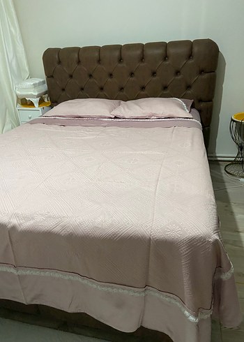 Nakışlı pudra pembe Yatak Örtüsü - Görsel 15