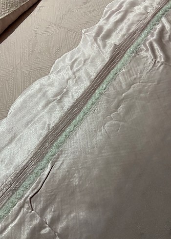 Nakışlı pudra pembe Yatak Örtüsü - Görsel 10