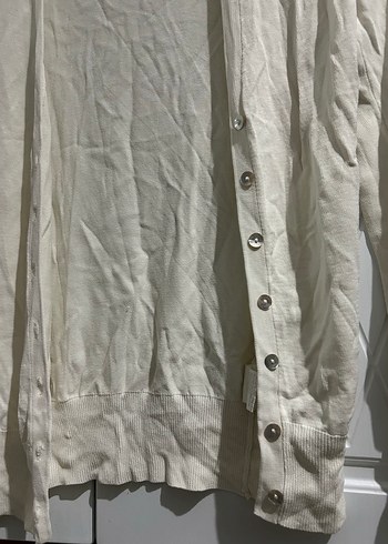 Kadın Beyaz Düğmeli Midi Hırka - Görsel 2