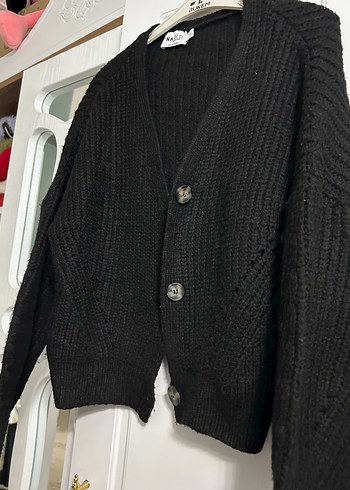 Siyah Örgü Kadın Hırka - Görsel 2