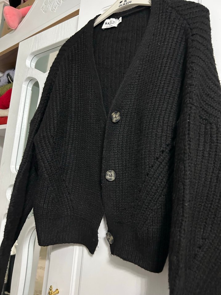 Siyah Örgü Kadın Hırka - Görsel 2