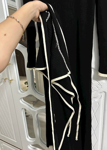 Kadın Siyah Pilili Uzun Kollu Elbise takım - Görsel 3