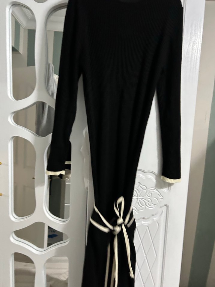 Kadın Siyah Pilili Uzun Kollu Elbise takım - Görsel 2