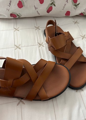 Erkek Kahverengi Deri Sandalet - Görsel 2