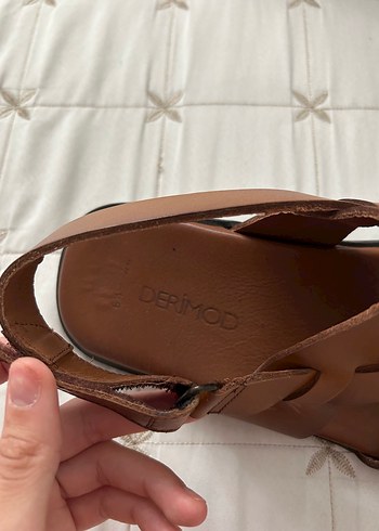 Erkek Kahverengi Deri Sandalet - Görsel 3