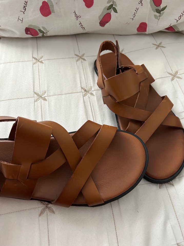 Erkek Kahverengi Deri Sandalet - Görsel 2