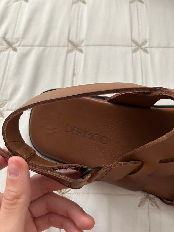 Erkek Kahverengi Deri Sandalet - Görsel 3