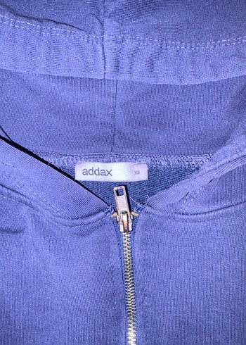 Addax Kadın Mavi Kapüşonlu Fermuarlı Sweatshirt - Görsel 2