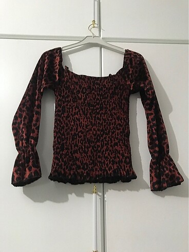 Leopar desenli bluz
