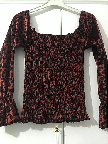 m Beden bordo Renk Leopar desenli bluz