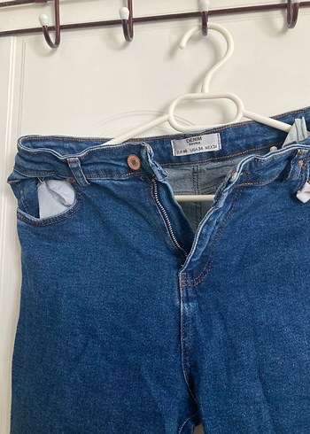 Bershka Düğmeli Mavi Denim Kadın Jean 34 beden