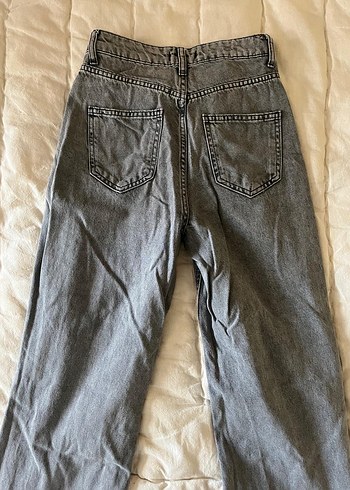 Gri Bol Kesim  Kadın Kot Pantolon - Görsel 2