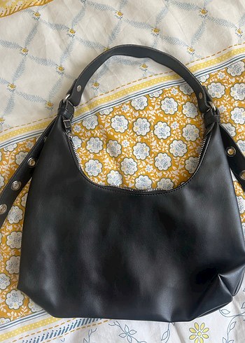 Tokalı Siyah Deri Kadın Çanta - Görsel 2