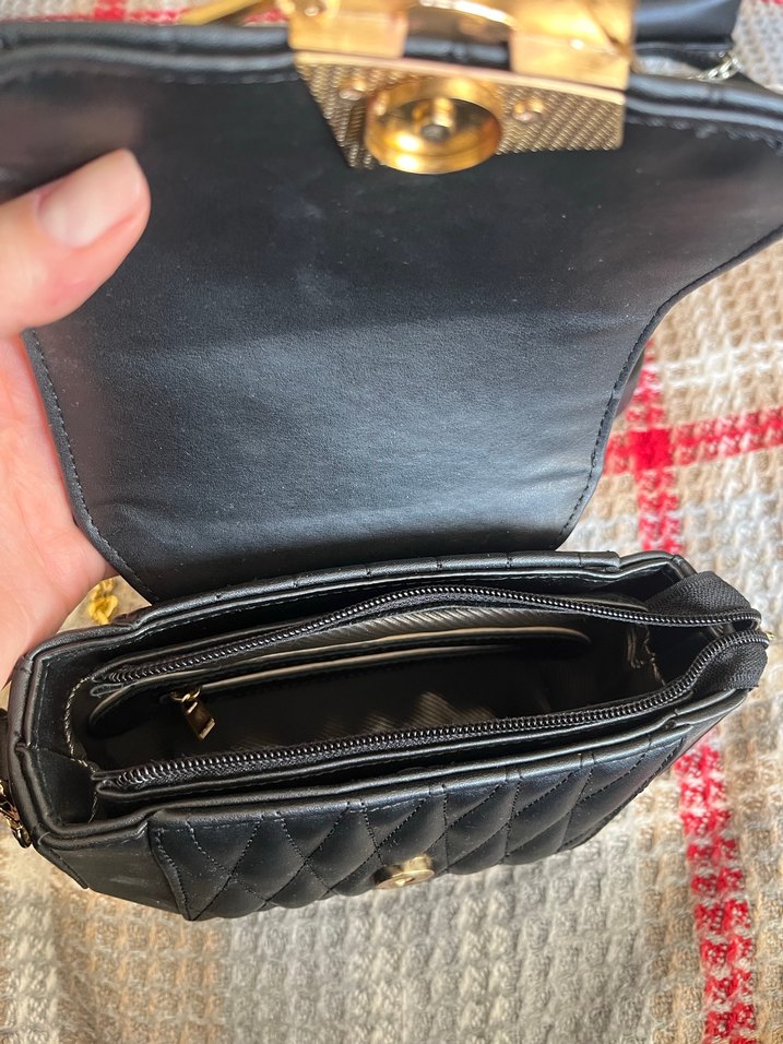 Zincir Detaylı Siyah Deri Kadın Çanta - Görsel 3