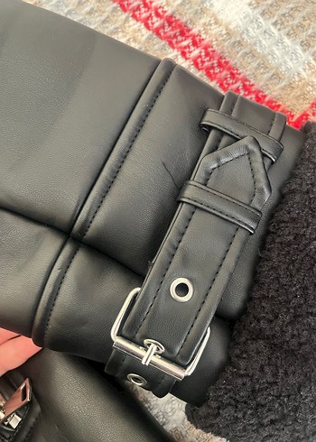 Tokalı Siyah Deri Biker Kadın Ceket - Görsel 2