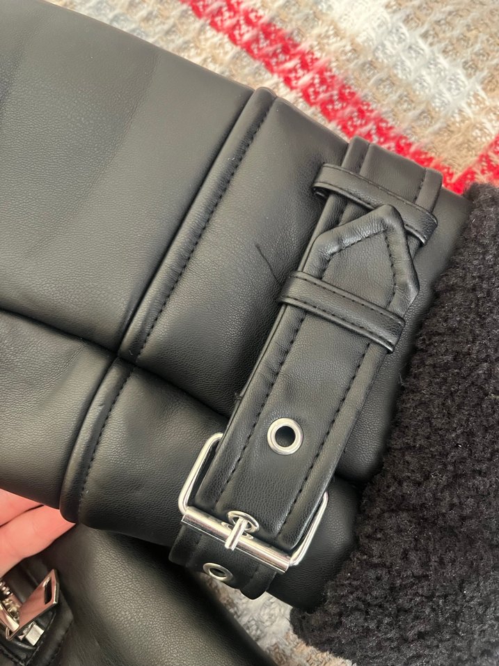 Tokalı Siyah Deri Biker Kadın Ceket - Görsel 2