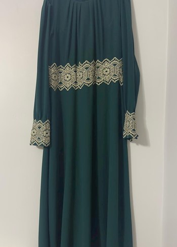 Yeşil Nakışlı Uzun Kollu Salaş Elbise - Görsel 3