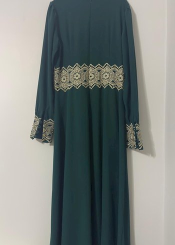 Yeşil Nakışlı Uzun Kollu Salaş Elbise - Görsel 2
