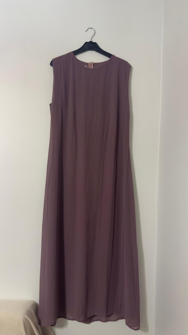 Uzun Kollu Kahverengi Modern Klasik Abiye - Görsel 2