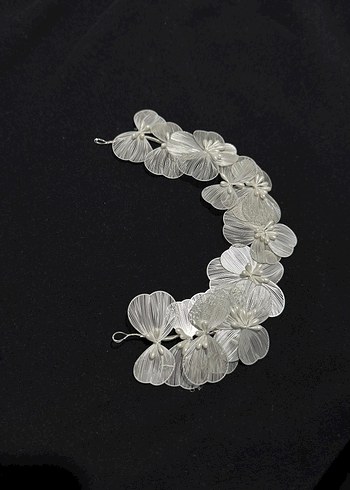 Beyaz Pilili Çiçekli Kadın Saç Aksesuarı - Görsel 3