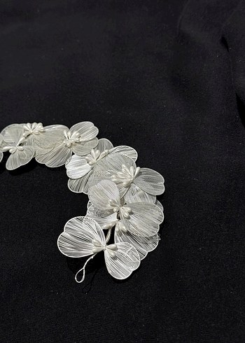 Beyaz Pilili Çiçekli Kadın Saç Aksesuarı - Görsel 5