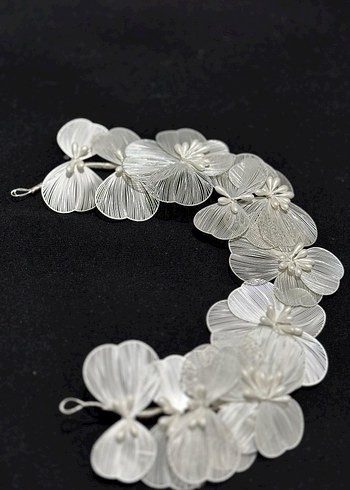 Beyaz Pilili Çiçekli Kadın Saç Aksesuarı - Görsel 7