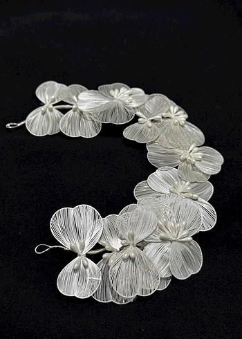 Beyaz Pilili Çiçekli Kadın Saç Aksesuarı - Görsel 6