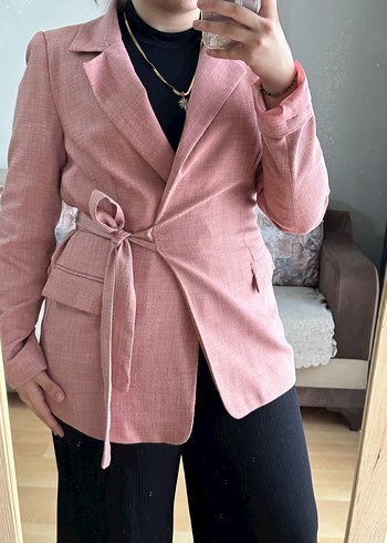 Trendyol & Milla Pembe Kuşaklı Midi Kadın Blazer Ceket
