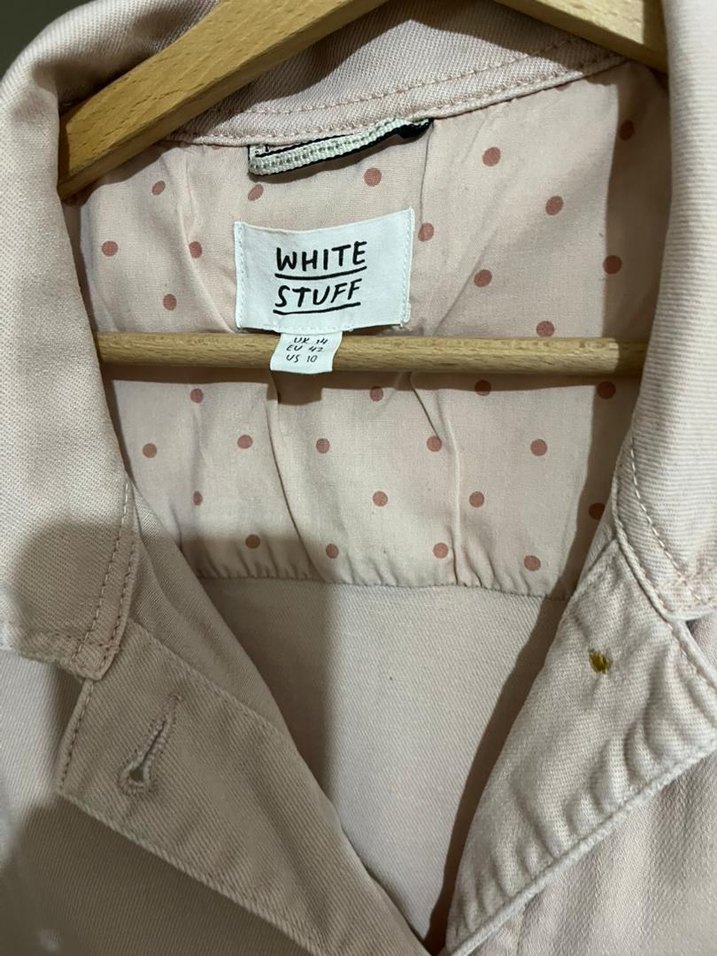 Bej Düğmeli Midi Kadın kot Ceket - Görsel 3