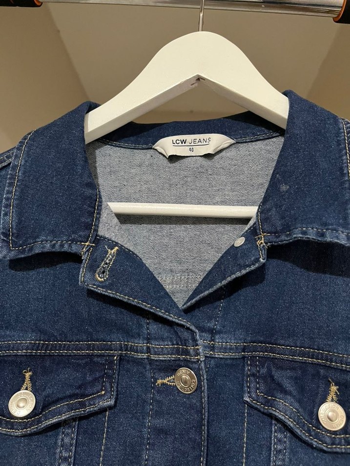 Düğmeli Mavi Kadın kot ceket - Görsel 2