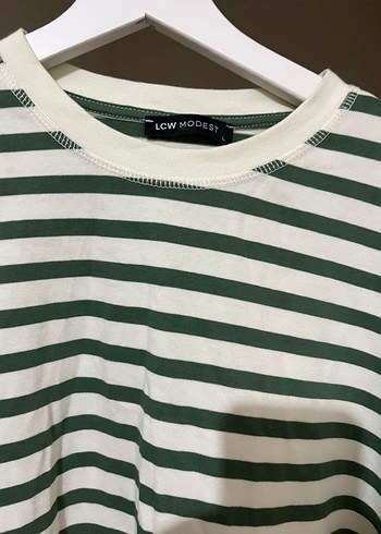 Yeşil Çizgili Uzun Kollu Kadın Sweatshirt - Görsel 2