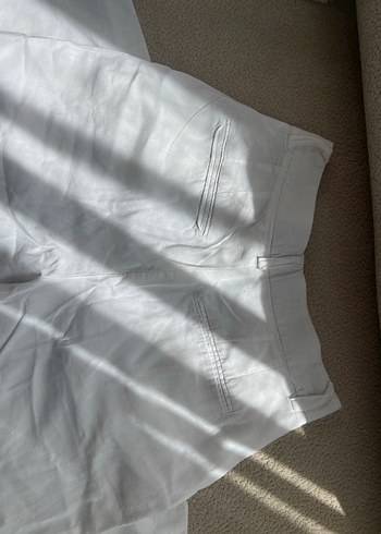 Beyaz Keten Pantolon - Görsel 7